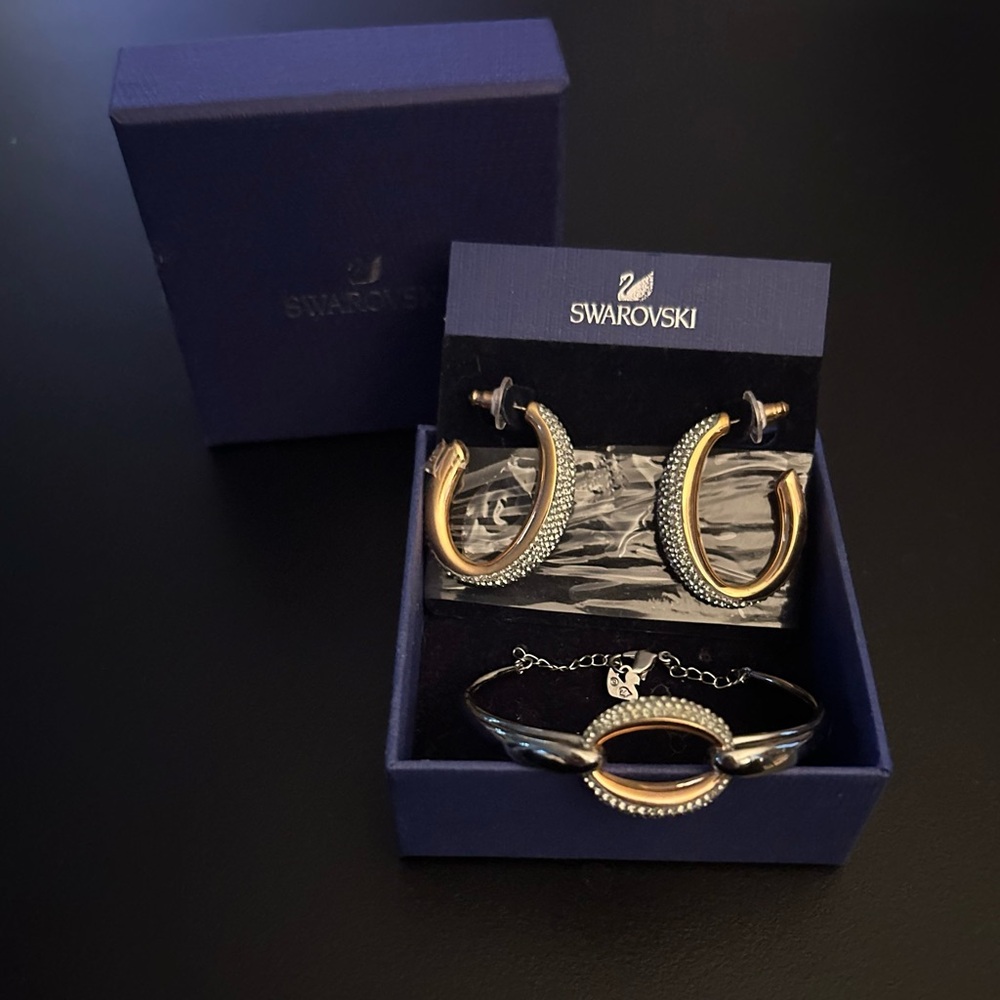 Swarovski Hoop Earrings and Bracelet Set